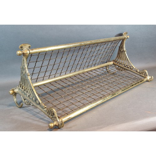 300 - A Adams and Westlake Ltd Adlake brass train carriage luggage and coat rack, 63cms long