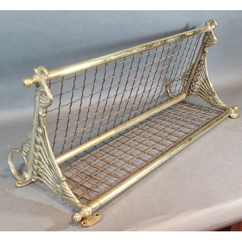 300 - A Adams and Westlake Ltd Adlake brass train carriage luggage and coat rack, 63cms long