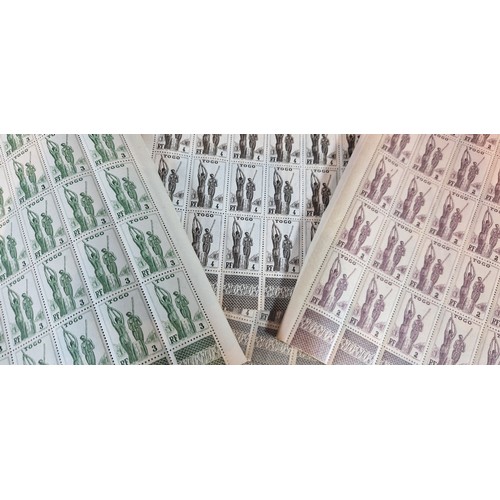 301 - A collection of 15 sheets of 50 Togolese Stamps, RF2, RF3 and RF4