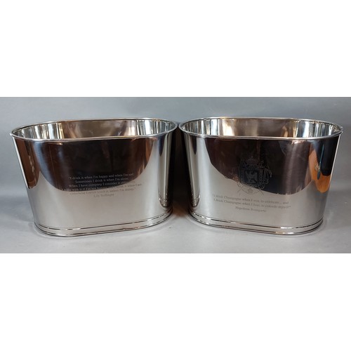 305 - A pair of large Champagne coolers inscribed Bollinger, 43cms x 28cms