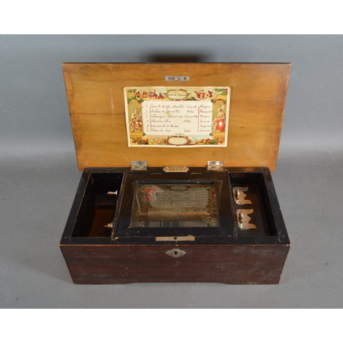 316 - A 19th Century Swiss music box by Leopold Drabsch, with painted case and playing six airs, 18cms lon... 