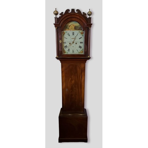 328 - A 19th century mahogany longcase clock, the painted dial inscribed W. Flint, Ashford with a subsidia... 