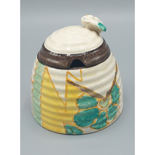 2 - A Clarice Cliff Bizzarre pattern honey pot, 9.5cms tall