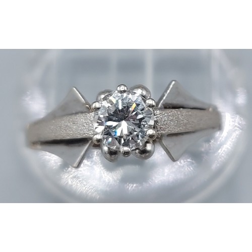 116 - A 14ct white gold solitaire diamond ring, approx. 0.40ct, ring size P, 3.4gms