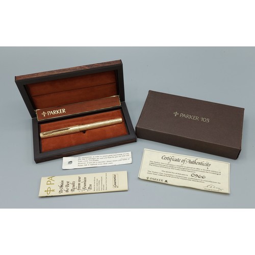 122 - A limited Edition fountain pen 105 by the Parker Pen Company, number 0966 from 1000 to commemorate t... 