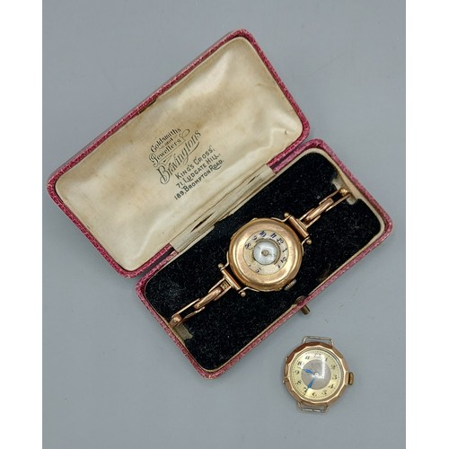 126 - A 9ct gold cased wristwatch, with 9ct gold expanding bracelet, together with a 9ct gold cased wristw... 