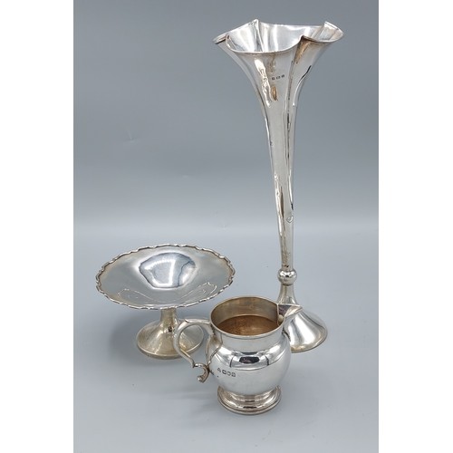 133 - A London silver cream jug, together with Birmingham silver pedestal bon bon dish, 6ozs and a Birming... 