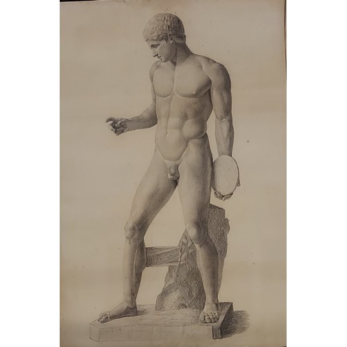 86 - Raymond Osbourne, a group of four pencil drawings of classical males to include one anatomy drawing,... 