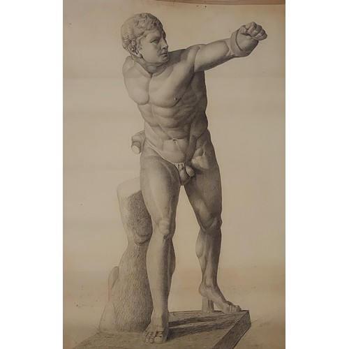 86 - Raymond Osbourne, a group of four pencil drawings of classical males to include one anatomy drawing,... 