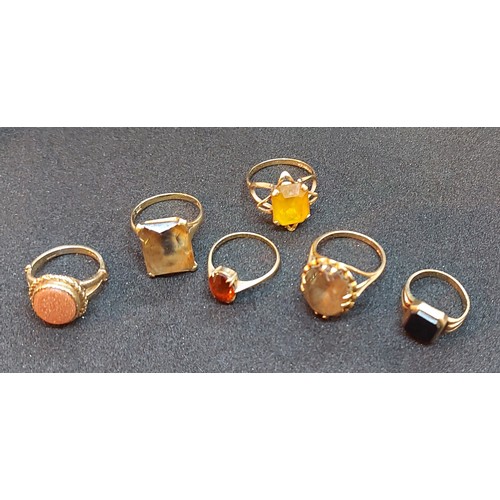 100 - A group of six 9ct gold dress rings set with various stones, 21 gms inclusive