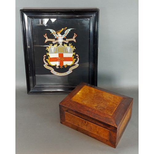 232 - A silk embroidery of the Honourable Artillery Company coat of arms, 42cms by 34cms, together with a ... 