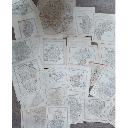 43 - A group of five unframed maps by Robert Morden together with a collection of unframed coloured maps