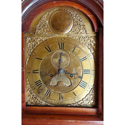 347 - A mahogany longcase clock, the brass dial inscribed Johnathon Croft, Plymouth Docks with subsidiary ... 