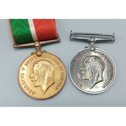 248 - A Mercantile Marine War Medal awarded to John Beal together with a 1914 -18 war medal awarded to Lt.... 