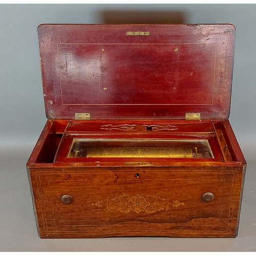 269 - A 19th Century Swiss musical box with bells, 23cm cylinder