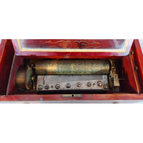 269 - A 19th Century Swiss musical box with bells, 23cm cylinder