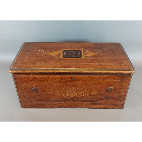 269 - A 19th Century Swiss musical box with bells, 23cm cylinder