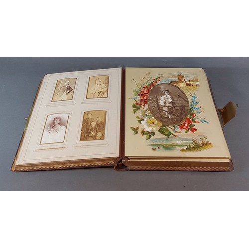 273 - A Victorian musical photograph album containing many early photographs