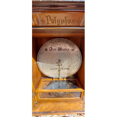 279 - A 19th Century Polyphon by Nicole Freres Leipzig, penny in the slot playing 50cm discs, the case wit... 