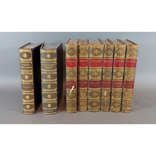 92 - Thirty three leather bound volumes Popes Works and others together with six volumes Tennyson and two... 