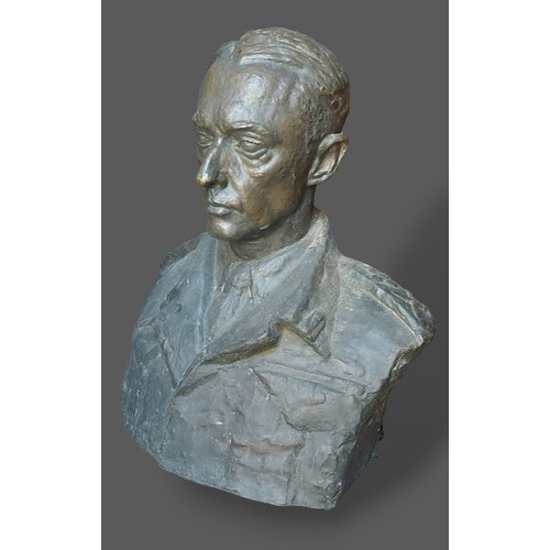 298 - George Oswald Mark Davy, self head and shoulder study in military uniform, a patinated bronze, unsig... 