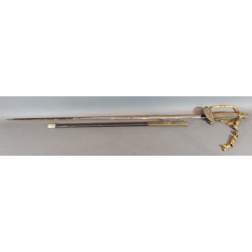 303 - A George VI court sword with part scabbard, 79cm long blade