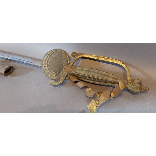 303 - A George VI court sword with part scabbard, 79cm long blade