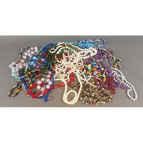 A Murano glass bead necklace, together with a collection of other necklaces