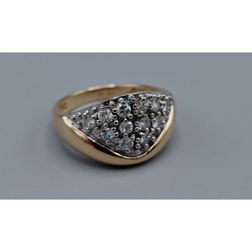 164 - A 14ct gold Diamond set cluster ring, ring size L, 5.5gms