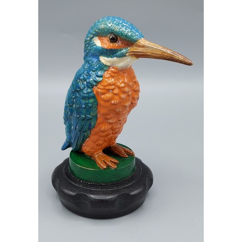 A bronze car mascot by Lejeune in the form of a Kingfisher with petrol ...