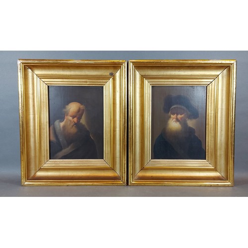 91 - 19th Century Dutch school, portraits of bearded gentlemen, a pair of oils on board, 24cms x 18cms