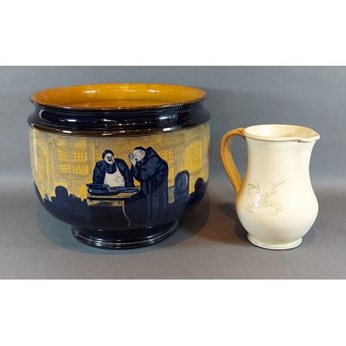 66 - PLEASE COLLECT.  A Royal Doulton Series ware jardinière decorated with Monks in the Cellar by Nokes,... 