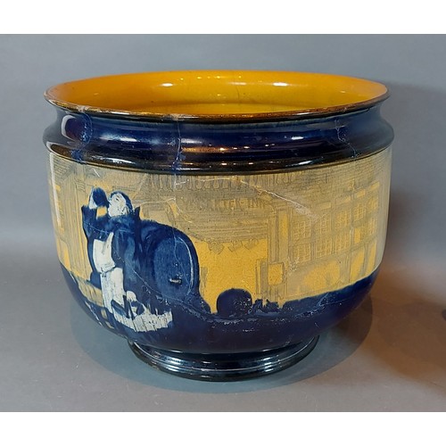 66 - PLEASE COLLECT.  A Royal Doulton Series ware jardinière decorated with Monks in the Cellar by Nokes,... 