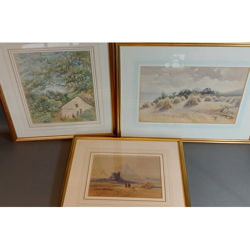 101 - Arthur Tucker, Cornfields, watercolour, together with another by Arthur George Bell and another wate... 