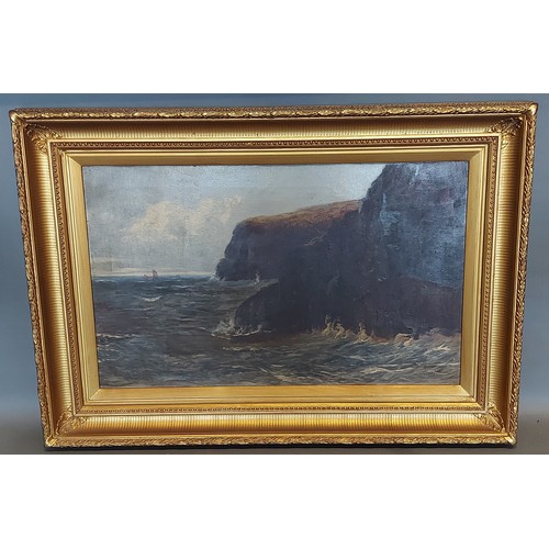 104 - Walter Dancks, coastal scene with boats, oil on canvas, signed, 40cms x 65cms