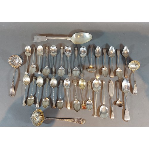 113 - A set of six Birmingham silver teaspoons together with a collection of silver flatware to include th... 