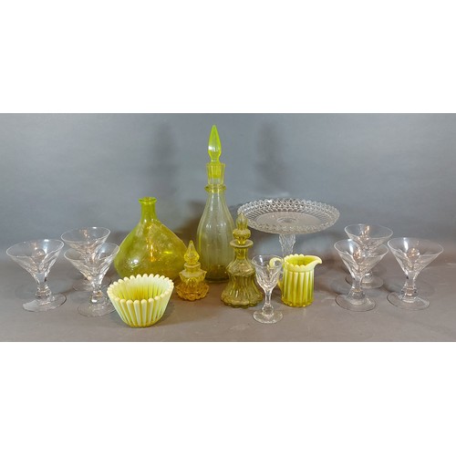 29 - A set of six cut glass champagne glasses, together with a collection of other glassware to include v... 