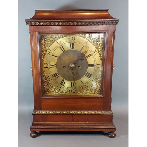 292 - A mahogany and gilded bracket clock, the brass dial inscribed J. Wilks Wolverton, with Roman and Ara... 