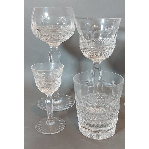 33 - A good quality cut glass drinking set comprising wine glasses, hock glasses, tumblers and other matc... 