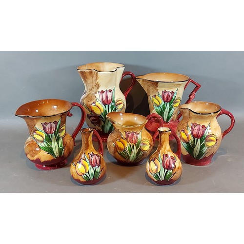 36 - COMBINES WITH LOT 36  A collection of Seven Tunstall Tuliptime pattern jugs