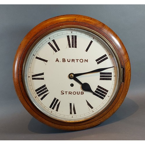 221 - A 19th Century mahogany cased circular wall clock with single fusee movement, the dial inscribed A. ... 