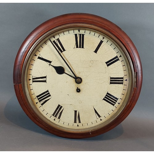 223 - A 19th Century mahogany cased circular wall clock with single fusee movement, 36cms diameter