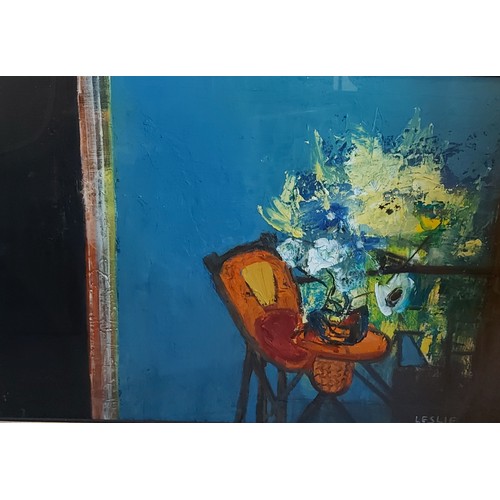 42 - Jean Leslie, Studio Group, oil on canvas, signed, 62cms x 90cms