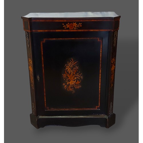 248 - A Victorian ebonised, marquetry inlaid and gilt metal mounted pier cabinet with an inlaid door above... 