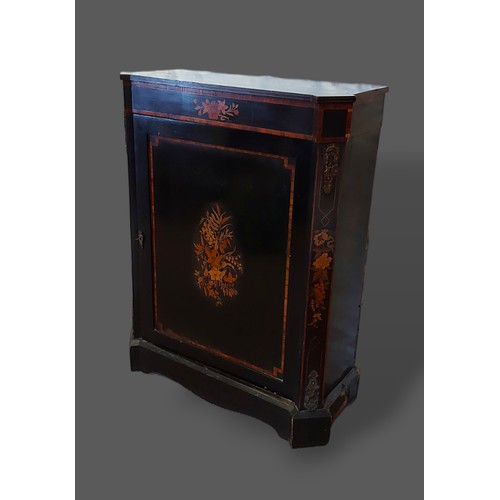 248 - A Victorian ebonised, marquetry inlaid and gilt metal mounted pier cabinet with an inlaid door above... 