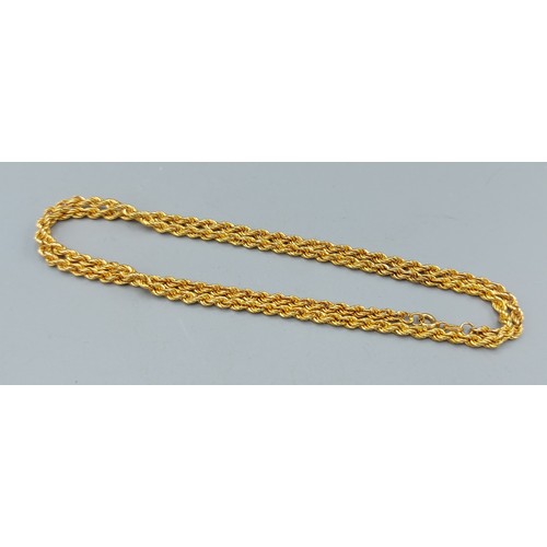 111 - A 9ct gold neck chain of rope twist form, 57cms long, 5gms