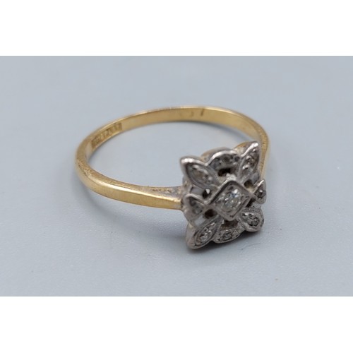 127 - An 18ct gold Diamond cluster ring of square form, 3.1gms, ring size Q