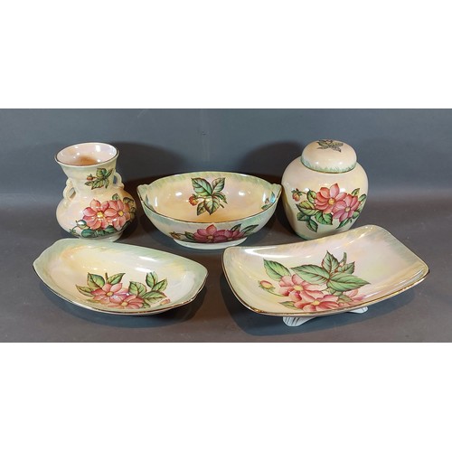 38 - A Tunstall Autumn pattern jug together with two matching bowls, a matching vase and three similar Au... 