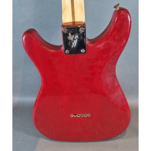 190 - A circa 1980's Fender Lead II electric guitar, with wine red body, made in USA, serial number E00596... 