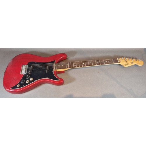 190 - A circa 1980's Fender Lead II electric guitar, with wine red body, made in USA, serial number E00596... 